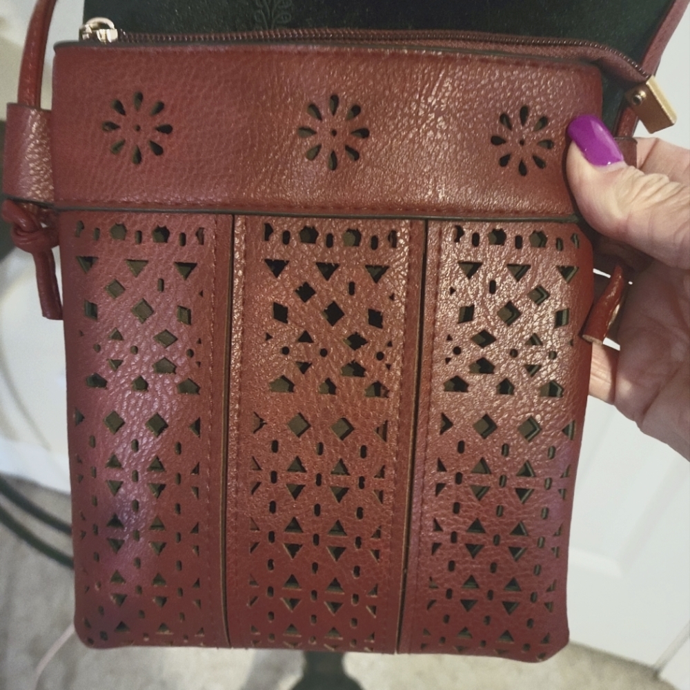 SOLD Burgundy Leather Crossbody Purse